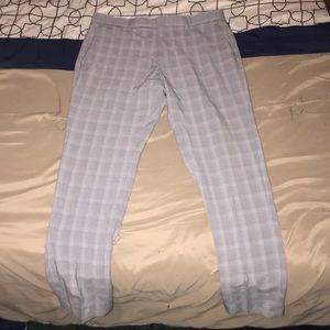 Grey Striped Slim Fit Trousers